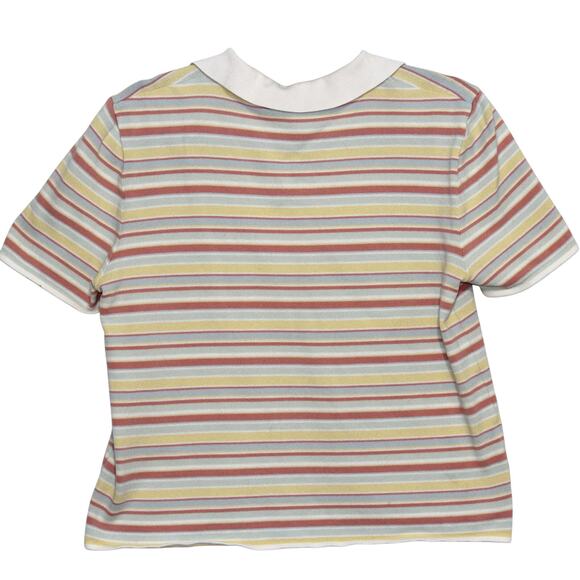 MaxMara Weekend Made in Italy Striped Pastel Knit Short Sleeve Crop Top XL - Picture 4 of 6